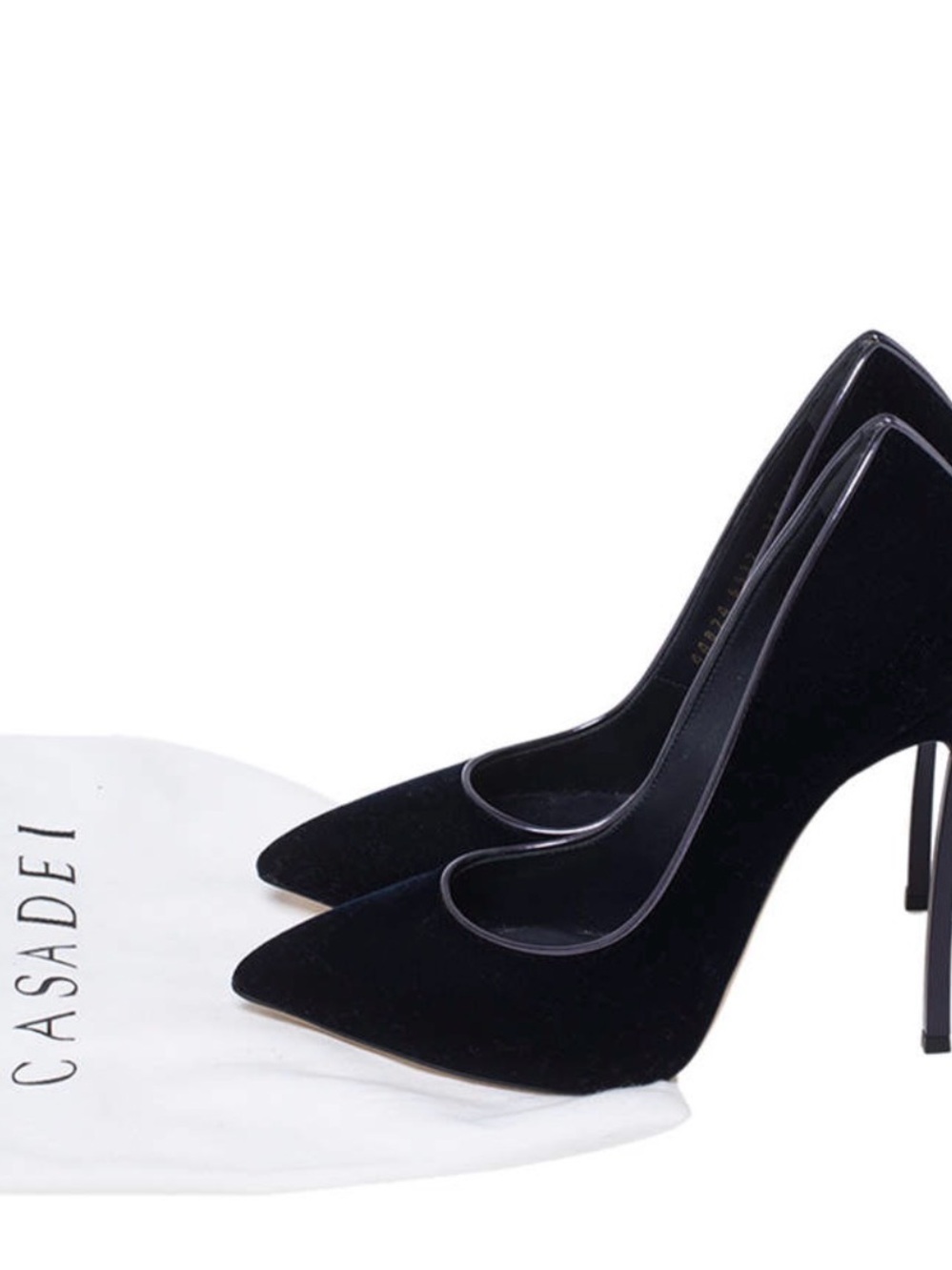 AUTHENTIC Casadei Black Velvet Blade Pointed Toe Pumps Size 36 - Picture 2 of 5